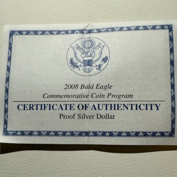 2008 Bald Eagle Commemorative Silver Dollar Proof w/COA Box - Picture 6 of 10